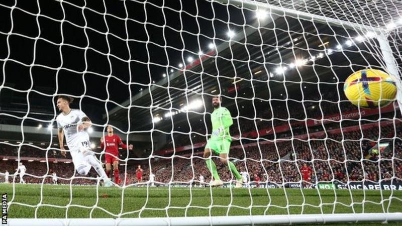Leeds stun Liverpool at Anfield Rodrigo had given Leeds a fourth-minute lead