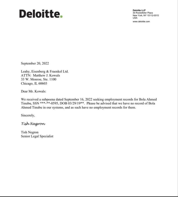 Deloitte Tinubu