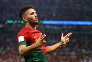 Portugal beat Denmark 4-2 despite Ronaldo’s absence Portugal Goncalo Ramos celebrates scoring their fifth goal and his hat-trick
