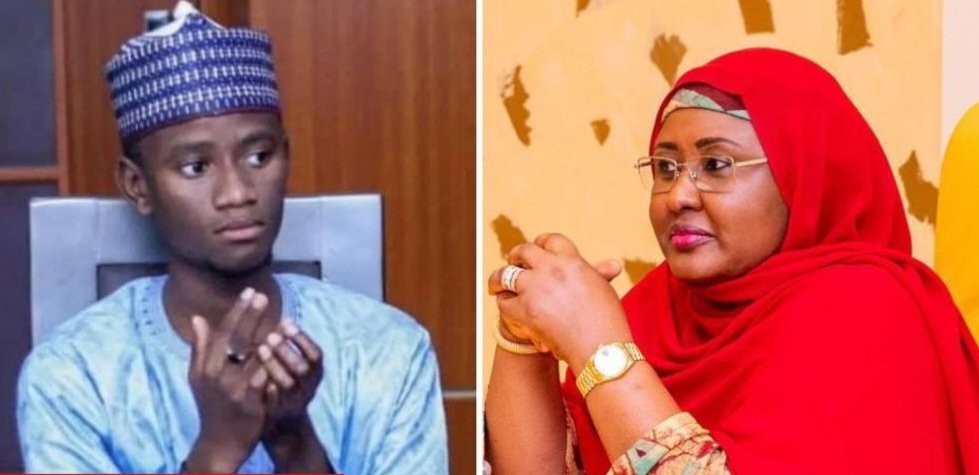 Aisha Buhari and student Aminu Mohammed