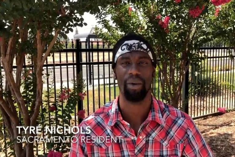 Tyre Nichols, who died three days after he was pulled over while driving during a traffic stop by Memphis police officers, speaks about waiting in line at Department of Motor Vehicles in Sacramento, California, U.S., in this screen grab taken from a social media video taken in July 2018