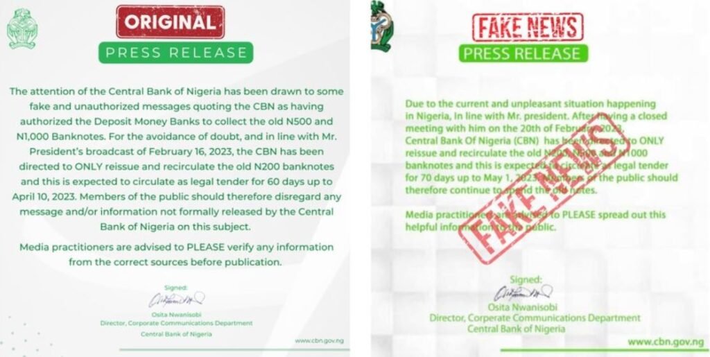 CBN reacts to fake news making the rounds on old naira notes