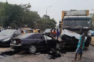 The scene of the accident in Igando, Lagos state