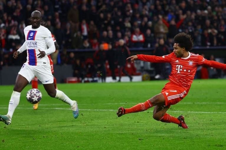 Bayern Munich's Serge Gnabry scores their second goal