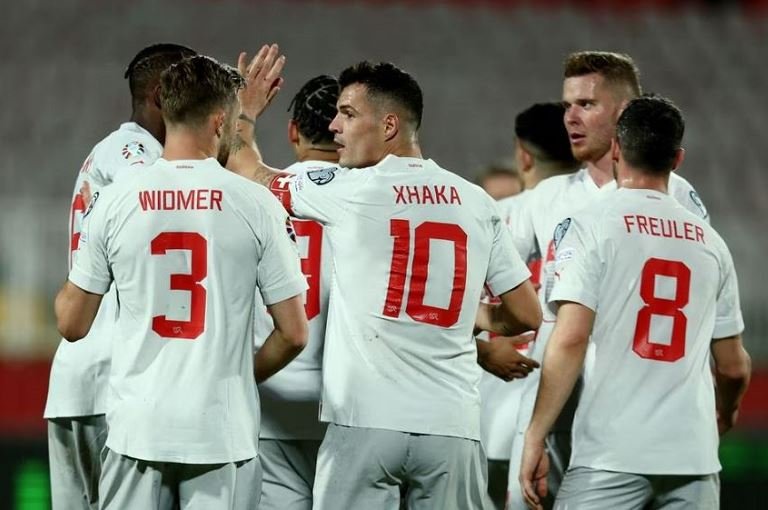 Switzerland's Mohamed Zeki Amdouni scores their fifth goal