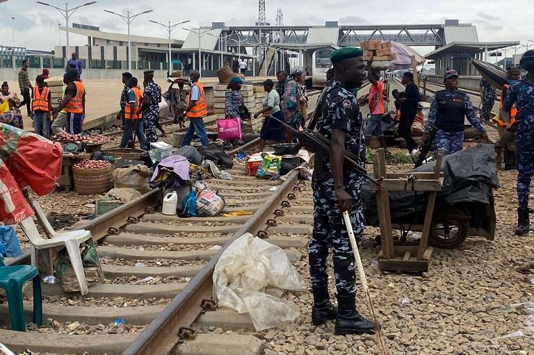 Lagos taskforce clear out Agege rail track