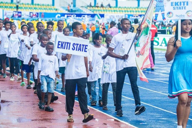 Ekiti State athletes at the opening ceremony of the 7th National Youth Games (NYG) in Asaba, Delta