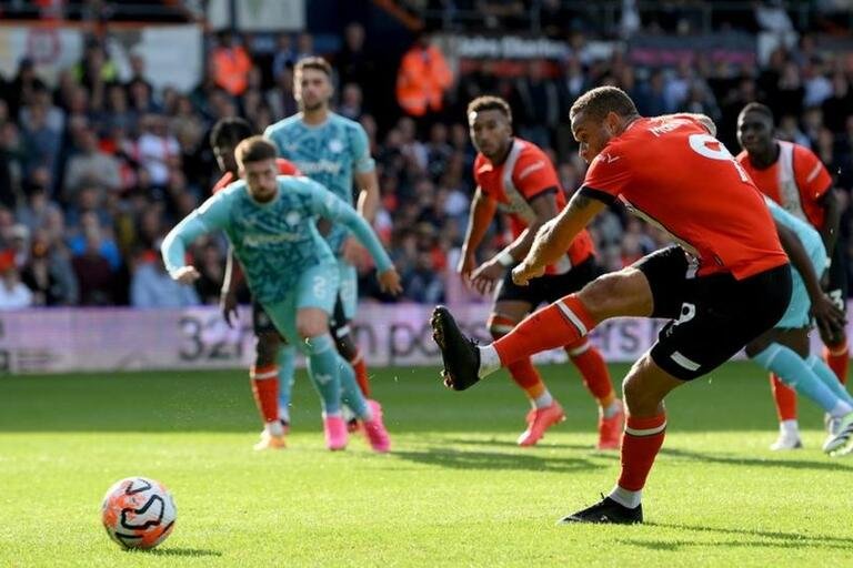 Carlton Morris has scored two of Luton's three Premier League goals this season, both of which were penalties