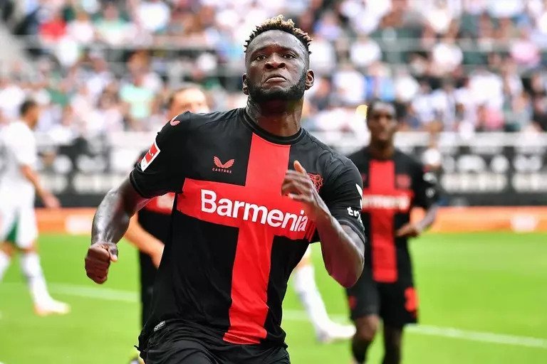 Victor Boniface has scored nine goals this season for Bayer Leverkusen