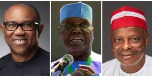 Atiku Abubakar, Peter Obi, and Rabiu Kwankwaso amid ADC crisis talks ahead of Nigeria 2027 elections
