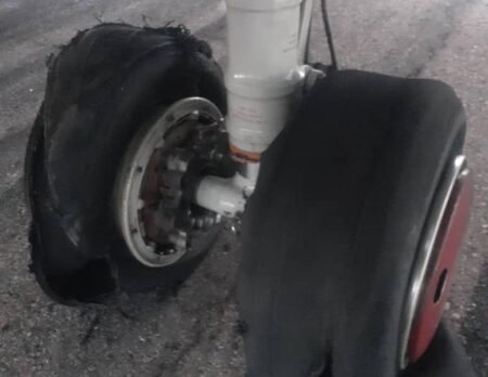 Max Air flight tyres burst