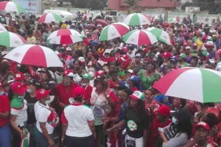 Edo Decides: PDP supporters protest at INEC office