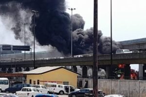 Fire engulfs Lagos Blue Line track