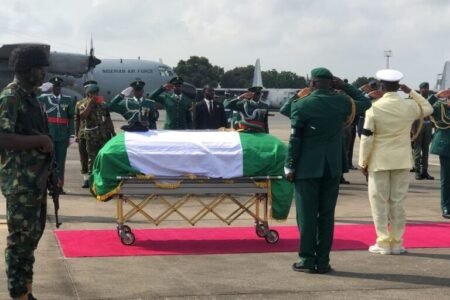 Body of late Chief of Army Staff (COAS), Lieutenant General Taoreed Lagbaja