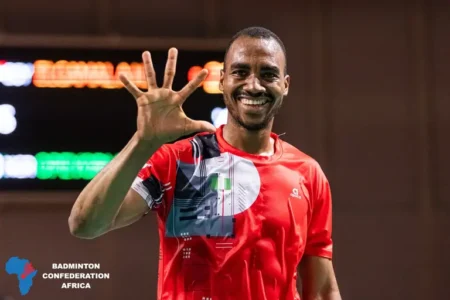 Anuoluwapo Opeyori defeated Egypt's Adham Elgamal in the final of the men's singles event to win his fifth All-African Senior Badminton championship title