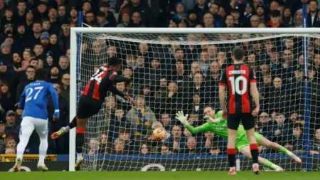 Antoine Semenyo scored his ninth goal of the season for Bournemouth