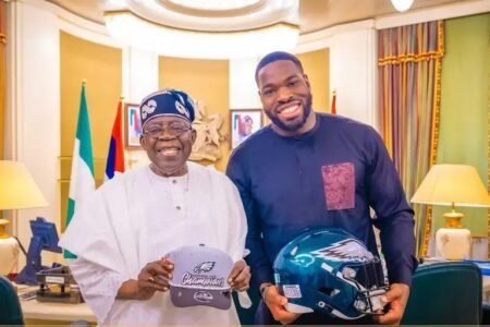 Tinubu meets Super Bowl winner Ojomo at Aso Rock