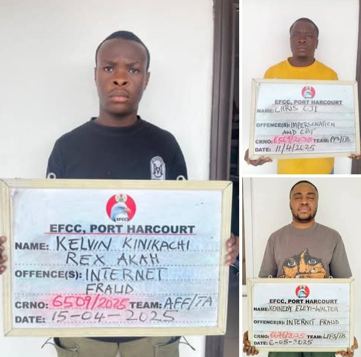 Three internet fraudsters jailed for $500 scam in Port Harcourt EFCC arrests three internet fraudsters in Port Harcourt