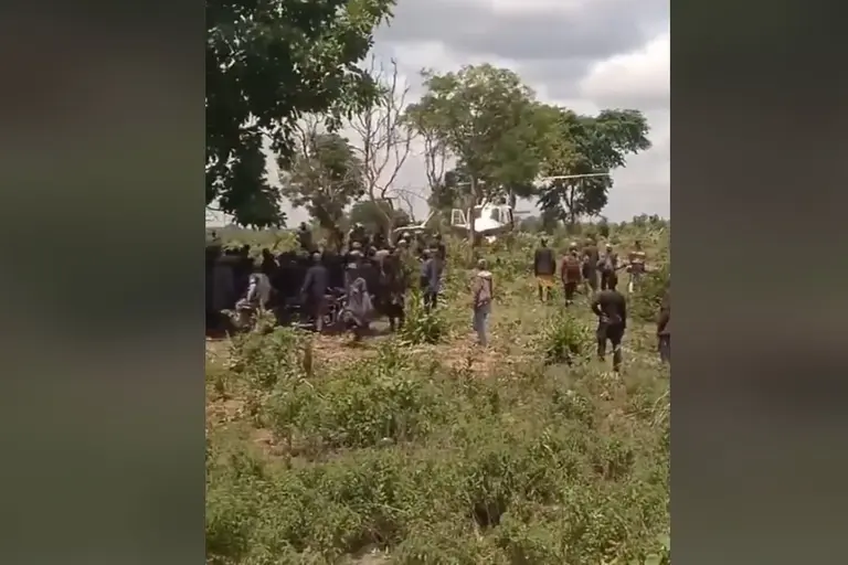 Nigeria Police helicopter during security operation in Kogi