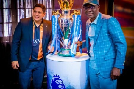 Sanwo-Olu receives EPL trophy in Lagos Sanwo-Olu receives EPL trophy in Lagos
