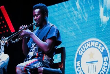 Nigerian trumpeter Joshua Olusanya sets Guinness World Record for longest trumpet marathon