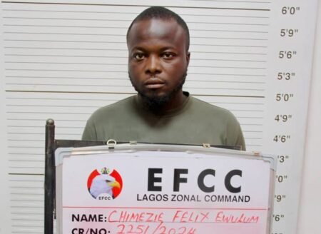 Chimezie Felix Ewulum was remanded by Justice Dada and his case was adjourned