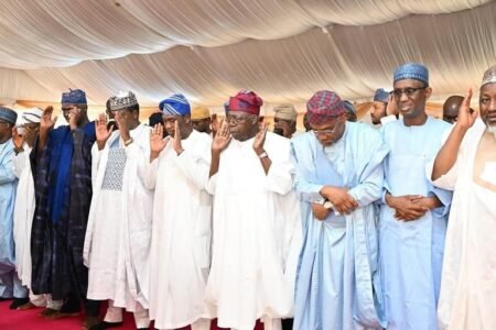 Tinubu observes Eid-el-Kabir prayers in Lagos