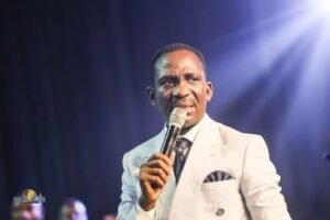 Paul Enenche speaking during a church service while calling for a census of Christians and Muslims in Nigeria.