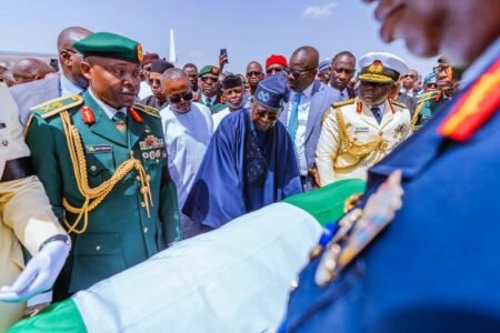 Tinubu receives Buhari’s corpse on arrival in Nigeria