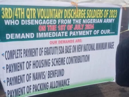 Retired military personnel protest at ministry of finance over unpaid entitlements Retired military personnel protest at ministry of finance over unpaid entitlements