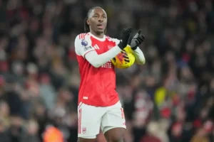 Eze hat-trick sends Arsenal six points clear at top with win over Tottenham