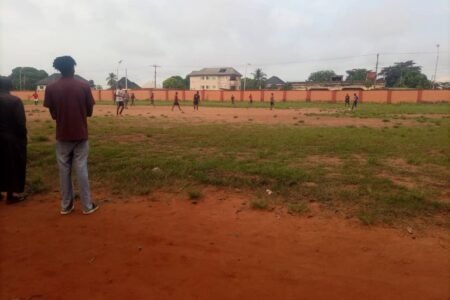 Anambra decides: Youths play football near polling units AnambraDecides2025: Youths play football near polling units