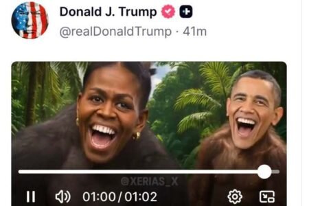 Trump posts video depicting Barack and Michelle Obama as monkeys