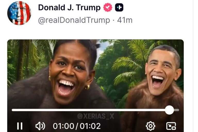 Trump posts video depicting Barack and Michelle Obama as monkeys Trump posts video depicting Barack and Michelle Obama as monkeys