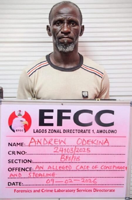 Andrew Odekina in court during EFCC arraignment over alleged ₦9.8 million fraud in Lagos