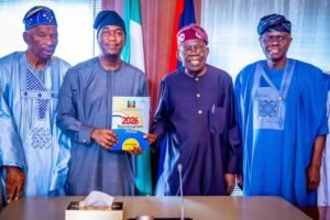 Tinubu, Sanwo-Olu and GAC leaders endorse Obafemi Hamzat holding nomination form in Abuja