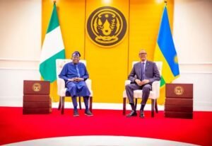 President Bola Tinubu meets Rwanda’s President Paul Kagame during bilateral talks in Kigali.