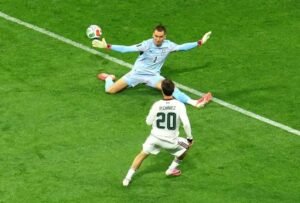 Mateo Chavez shots and scores Mexico opening goal against Czechia goalkeeper Matej Kovar