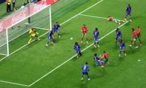 Morocco's Soufiane Rahimi scores their third goal in 4-2 comeback win over Haiti