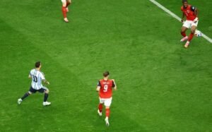 Argentina's Lionel Messi scores their first goal in win over Austria