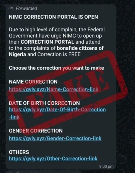 NIMC warns against fake NIN correction portal scam NIMC warns against fake NIN correction portal scam