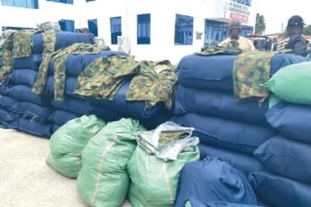Police in Lagos intercept 47 sacks of military uniforms