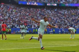 Mbappe scores as France beat Morocco 2-0 to reach semi-finals Kylian Mbappe celebrates after scoring as France defeated Morocco 2-0 to qualify for the 2026 FIFA World Cup semi-finals.