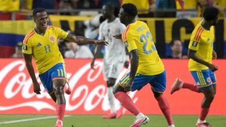 Colombia edge Ghana 1-0 to set up Switzerland showdown Jhon Arias celebrates after scoring the winning goal during Colombia 1-0 win over Ghana