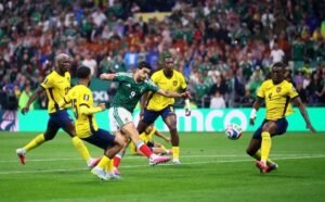 Mexico beat Ecuador 2-0 to reach World Cup last 16 and end knockout hoodoo Mexico's Raul Jimenez scores their second goal in 2-0 win over Ecuador.