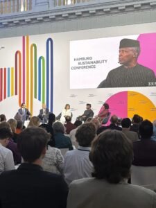 Osinbajo holds global development talks with Scholz, Chinchilla at Hamburg conference Former Vice President Yemi Osinbajo with Olaf Scholz and Laura Chinchilla during meetings at the Hamburg Sustainability Conference on global development cooperation.