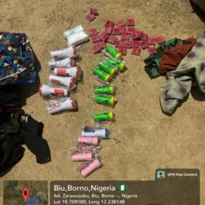Some items seized from the woman by troops