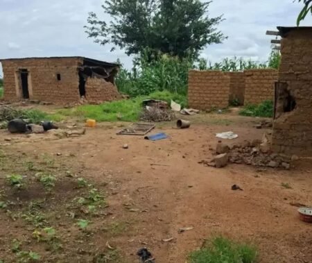 Destroyed houses and farmland after a reported militia attack in Jwak Maitumbi, Mangu LGA, Plateau State