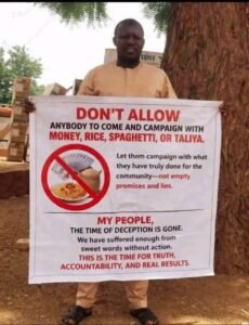 Viral message urging Nigerian voters to reject campaign gifts and demand accountability and results from politicians