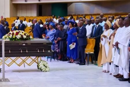 Yemi Osinbajo and dignitaries at the funeral service for Anthony Adeosun in Lagos.